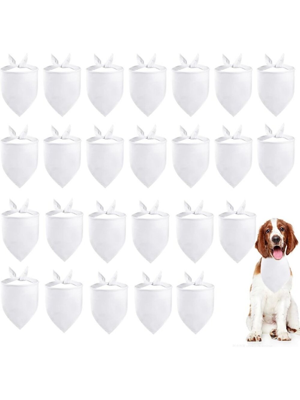 50 Pack White Cotton Dog Bandanas - Bulk Pet Accessories for Small Dogs